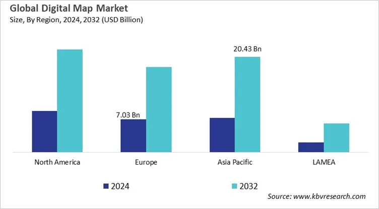  Digital Map Market Size - By Region