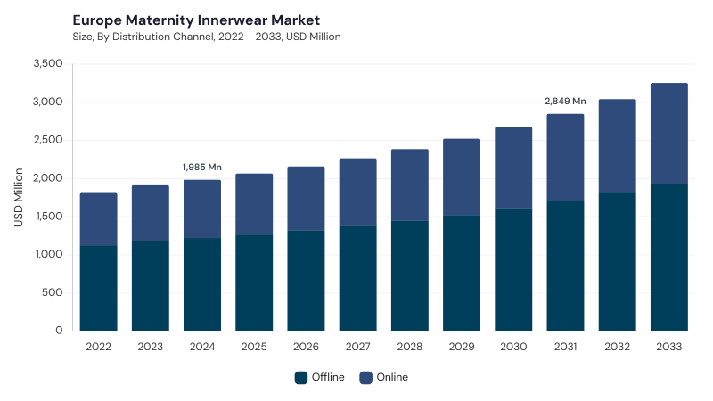 Europe Maternity Innerwear Market size and growth forecast (2022-2033) Europe Maternity Innerwear Market size and growth forecast (2022-2033)
