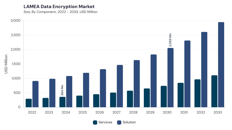 LAMEA Data Encryption Market segment size and growth forecast