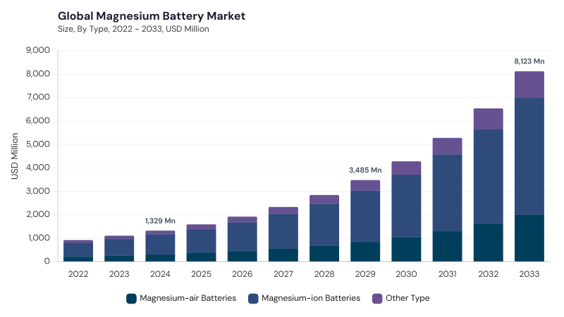 Magnesium Battery Market size and growth forecast (2022-2033) Magnesium Battery Market size and growth forecast (2022-2033)