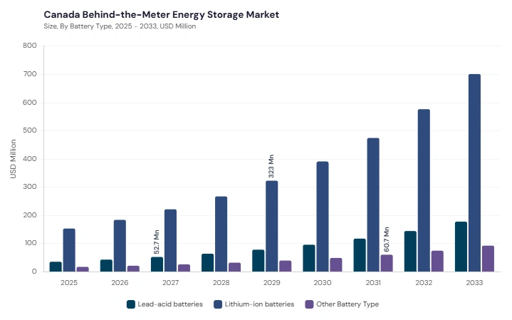 North America Behind-the-Meter Energy Storage Market segment size and growth forecast