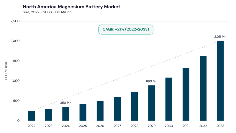 North America Magnesium Battery Market size and growth forecast (2022-2033) North America Magnesium Battery Market size and growth forecast (2022-2033)